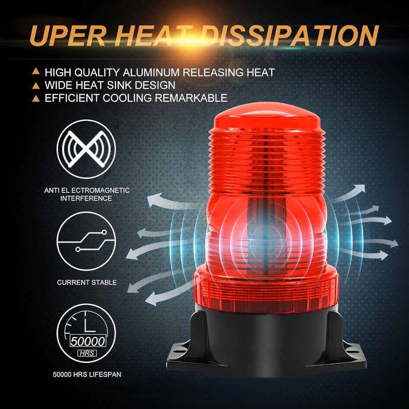 NWpangu Upgraded Strobe Warning Light Emergency Flashing Light Roof Beacon for Forklift Truck Engineering Vehicles Boat Bus, Red - Image 4